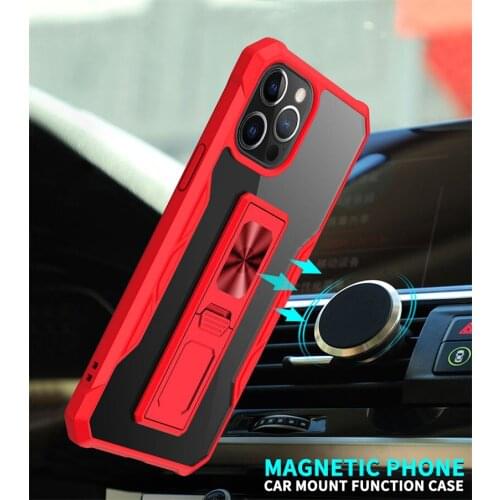 100pcs/Lot Acrylic Shockproof Clear Phone Case For iPhone 12 Mini 11 Pro XS Max XR X 7 8 6 6S Plus Magnetic Invisible Ring Stand