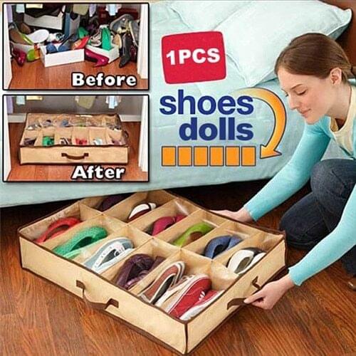 12 Pairs Shoes Storage Box Nonwoven Fabric Shoe Rack Dustproof Shoe Folding Home Shoes Organizer Space-saving Waterproof