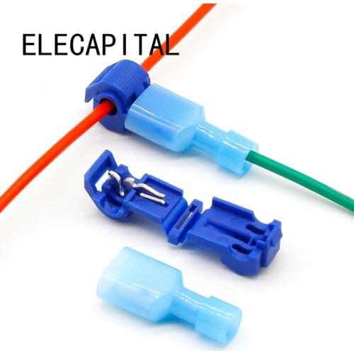 20pcs=10set L1 Blue T Type Quick Splice Crimp Terminal Wire Convenient Connector For 1.2-2.5mm Line Free Shipping
