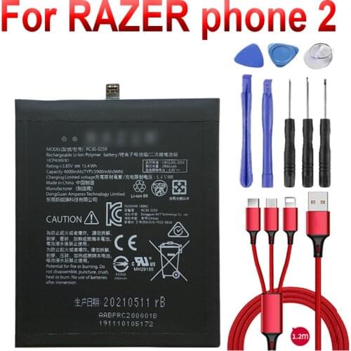 Battery 4000mAh Battery for RAZER phone 2 RC30-0259 1ICP4/69/81 Batteries