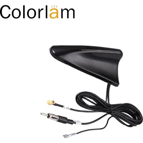 Colorlam 12V Car DAB + AM/FM Antenna Shark Fin Design Active SMB Coupling Din Plug Connector 5m Long Antenna