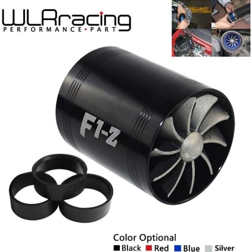 Car Double Dual Turbo Air Intake Turbine Gas Fuel Saver Fan Turbo Supercharger Turbine Fit for Air Intake Hose Diameter 65-74mm
