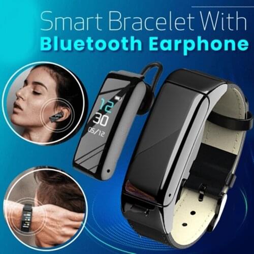 Wireless Bluetooth-compatible Earphone Smart Watch Health Tracker Pedometer Fitness Bracelet Smart Wristband Bluetooth Headset