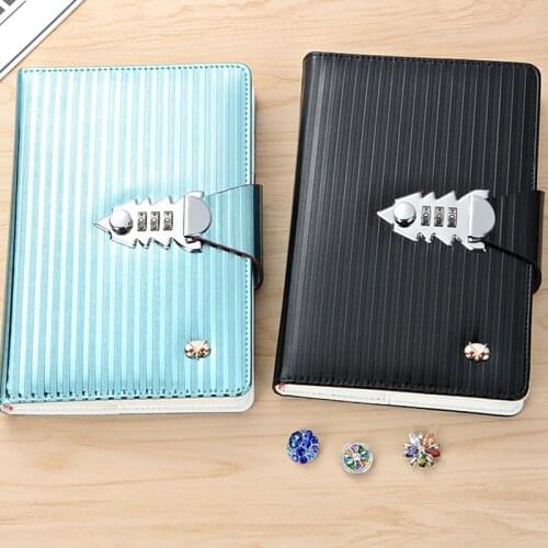 Girl Striped pattern design Creative password Notebook Business Office Notepad 130 sheets line pages Traveler Journal Diary Gift