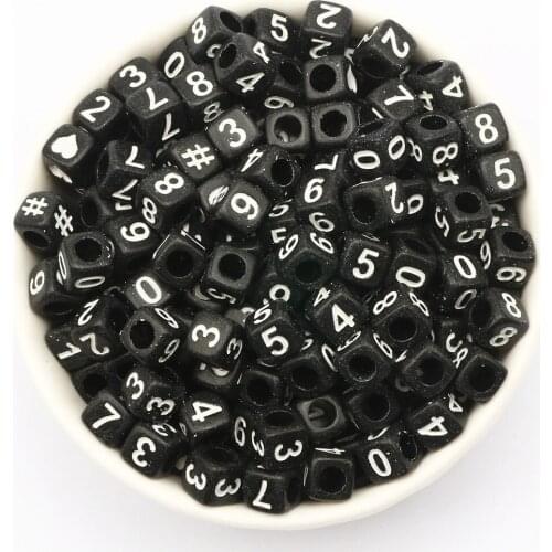 100-500pcs 6mm Black Mixed Number Acrylic Beads Square Cube Digital Beads For Jewelry Making DIY Crafts Scrapbooking Decoration