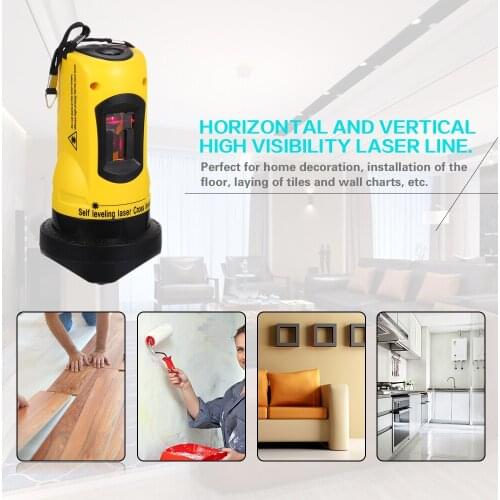Household 2 Lines Cross Laser Level Device 360 Rotary Cross Line Leveling Overrange Alarm level 360 Self-leveling Laser