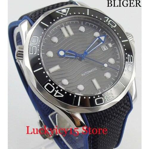 New Arrival Sport Style Grey Dial Sapphire Glass Wave Pattern 41mm Self Winding Wristwatch