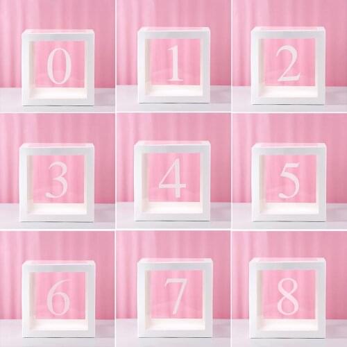 Digital Transparent Balloon Box 1st Birthday Party Decoration kids 2nd 3rd Birthday Boy Girl BabyShower Supply