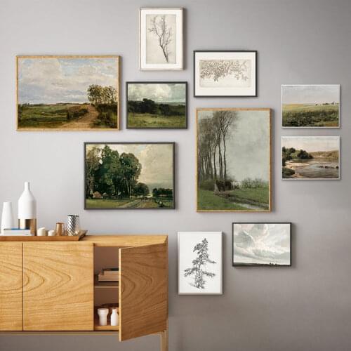 Country Landscape Oil Painting On Canvas Art Prints Vintage Poster Farmhouse Wall Decorative Pictures for Living Room Bedroom