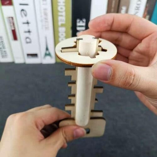 Children Funny Kong Ming Lock Toys Wooden Toy Unlock Puzzle Key Intellectual Educational Stress Release Kids Jigsaw