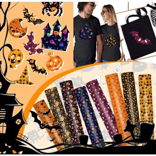 Halloween Heat Transfer Self-adhesive Vinyl Bundle Diy Costume Lettering Film Wall Decor T-shirt Textiles Lettering Film #WT