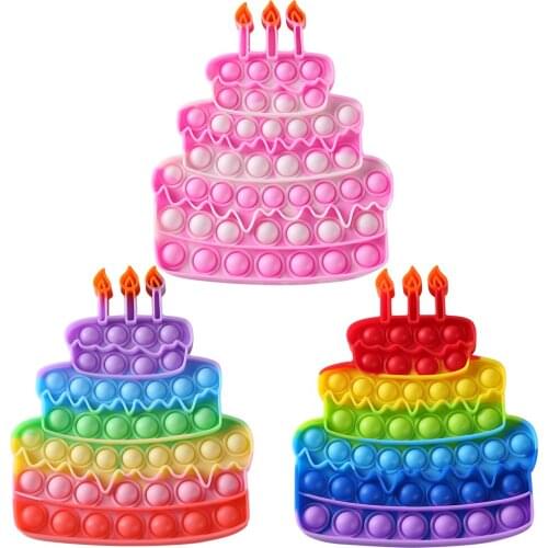 Antistress Fidget Toy Rainbow Cake Squishy Simple Dimple Push Sensory Bubble Stress Relief Toys Push Up Bubble Squish Toy