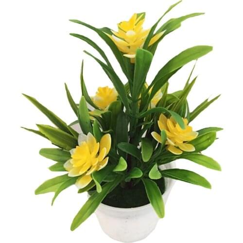 Artificial Fake Lotus Flower Potted Plant Bonsai Handmade Beautiful Wedding Party Garden Home Table Decoration Room Ornaments