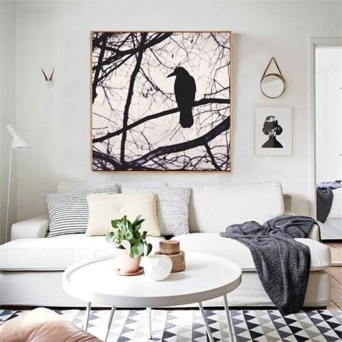 Modern Canvas Painting Art Prints Crow Silhouette Poster Forest Canvas Painting Picture Home Wall Art Decor Unframed