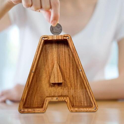 Piggy Bank Saving Pot Alphabet Letter Shaped Large Enough Burly Wooden Innovative Cute Crafts For Room Decor