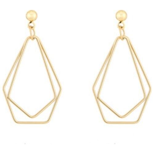 Hot-selling hollow geometric diamond earrings polygonal metal long earrings Korean trend simple fashion earrings