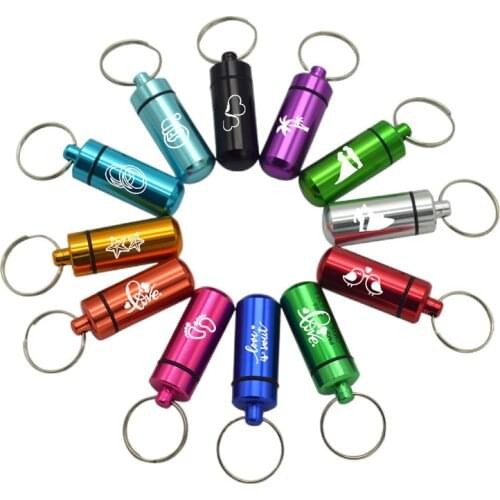 Mini Waterproof Small Medicine Container Logo Custom Aluminum Alloy Keychain Hanging Bottle Emergency Medicine Pill Bottle