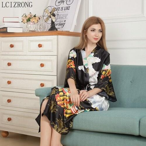 Fashion Print Spring Women Long Bathrobes Summer Thin Cool Dressing Gown Sexy Ladies Sleepwear Nightgown Bridesmaid Robes