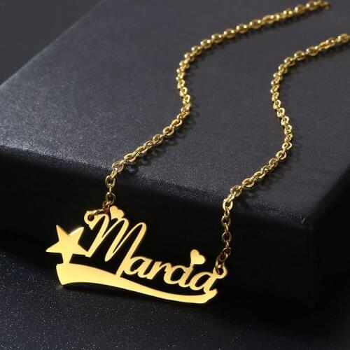 Customizable Name Necklace Stainless Steel Namplate Necklace Star with name Collares Personalized Jewelry Girl Gift for Party