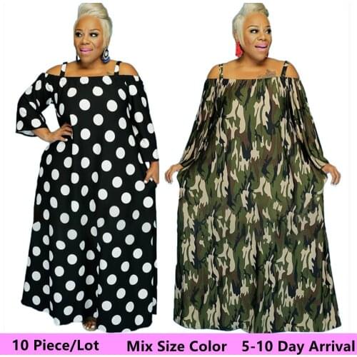 Bulk Items Wholesale XL-5xl Mix Size Color Lots/10 PCS Women Dresses Plus Size Solid Casual Pockets Maxi Dress 5-10 Day Arrival