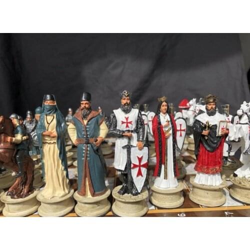 Special production Ottoman Army-Byzantine Army Figured Polyester Material Chess Set, Chessboard