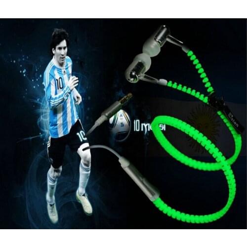 Gift Metal Zipper Luminous Earphones Glow In The Dark Headphones Glowing Stereo Bass Sport Running Headset Night Lighting