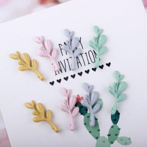 10pcs 11*26MM DIY enamel leaf charms Korean accessories spray paint baking alloy small bracelet pendant milk oil tree branches