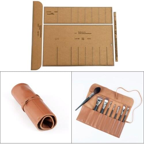 Portable Leather Makeup Storage Bag Kraft Paper Template, Sewing Design Acrylic Stencil, DIY Leather Craftwork Drawing Mould