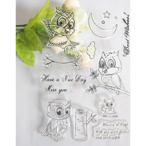 Cute Owl Transparent Clear Stamp/Seal for DIY Scrapbooking / Photo Album Decorative Silicone Stamps Sheets