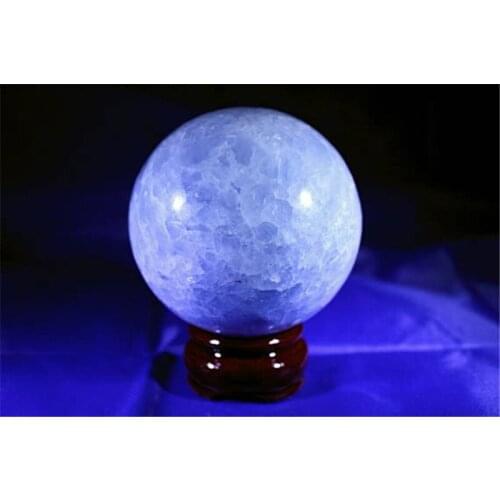 Drop shipping Natural Celestine Crystal Ball meditation reiki healing crystal gemstone Globe Sphere Orb with Wooden Stand sell