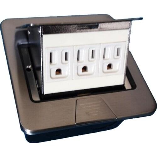 2019 Silver color three USA/Mexico/Canada/Japan standard power floor socket rj45 USB phone connector ultra thin panel