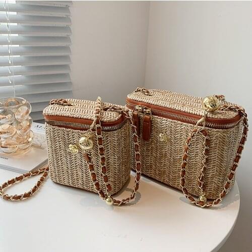 2021Summer Luxury Woman Beach Weaving Straw Bag Designer Crossbody High Quality Handmade Bags Bohemian Style Small Box Bags Boho