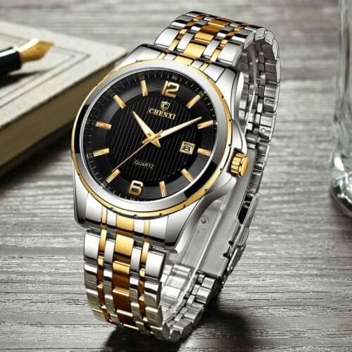 CHENXI Top Luxury Men Watch Gentleman Watch Gold Men Watches Waterproof Quartz Wristwatch Stainless Steel Relogio Masculino