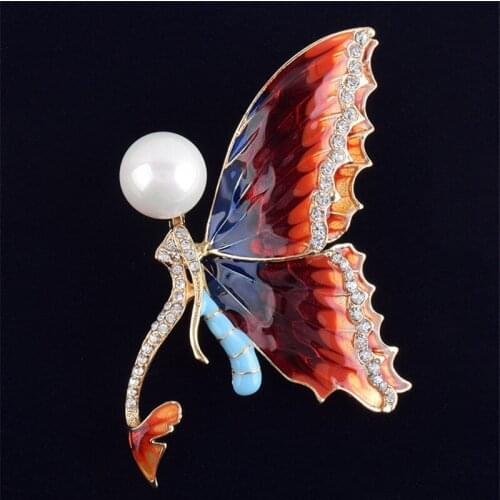 Mermaid Butterfly Pearl Brooch Enamel Plated Insect Brooches Pins for Women Designer Fashion Wedding Party Bouttoniere