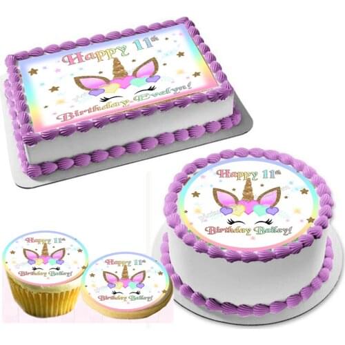 Edible Unicorn Cake Topper Party Decorations Wafer Paper Cake Decoration Girls Birthday Party supply Kitchen Baking tools