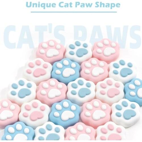 4PCS/Set Pink Blue Cat Claw Thumb Grip Cap JoyCon Joystick Silicone Protective Cover Cute Gamepad Case For Nintendo Switch Acces