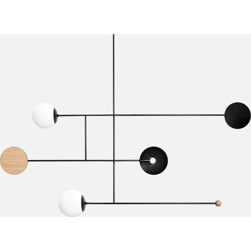 Modern Minimalist Wood Line Planet Astro Chandelier Living Room Restaurant Bar Cafe Decoration Hanging Lights