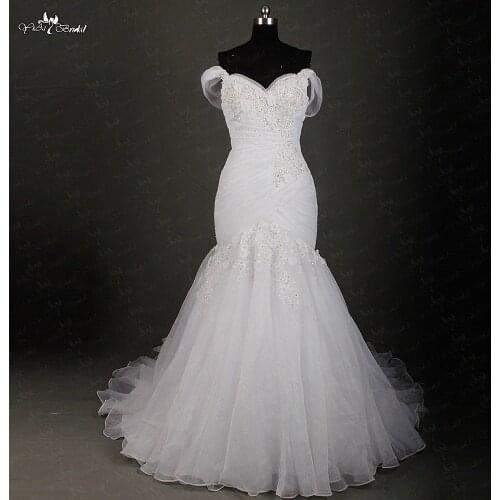 RSW225 Yiaibridal Real Job Photos Organza Mermaid Wedding Dress Off Shoulder