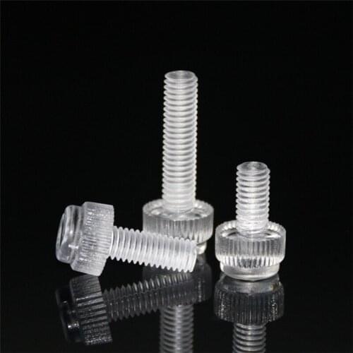 20pcs M6 PC Slotted knurled hand screws bolts polycarbonate one word handle knob transparent plastic screw bolt 6mm-60mm long