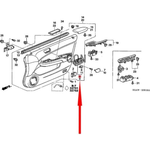 Front door inner handle graphite black 2003-Hon daA CCO RD inner door bowl sticker handle frame inner handle left