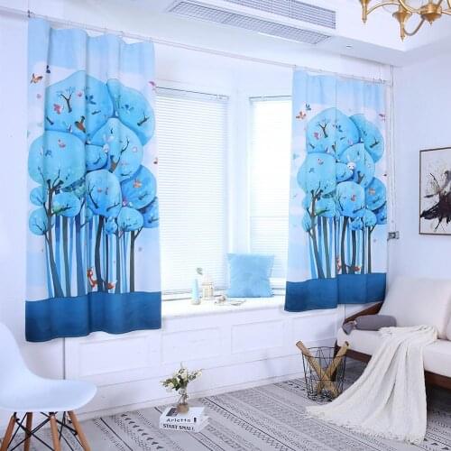 New Arrival High Shading Cartoon Tree Fox Window Curtain Panel Kids for Children Kids living room Bedroom Nursery Home Decor