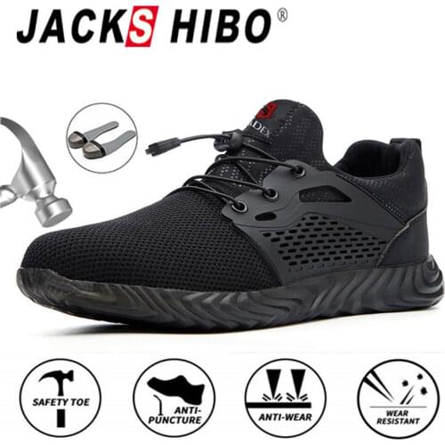Jackshibo Breathable Safety Work Shoes For Men Male Anti-smashing Steel Toe Working Boots Indestructible Safety Shoes Sneakers