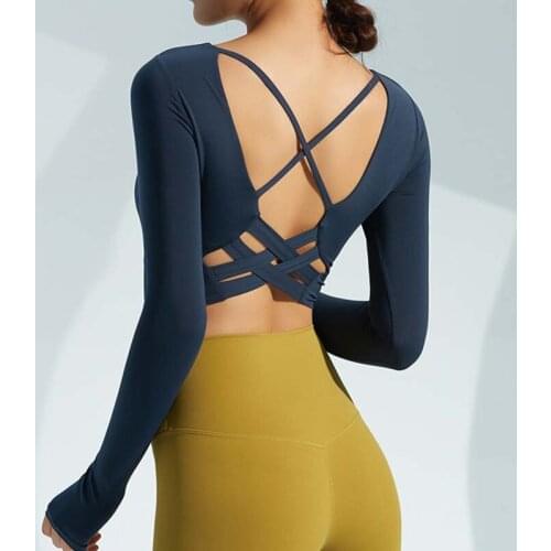 Sexy Sweatshirt Beauty Back Stretch Womens Shirt Long Sleeve Gym Exercise Breathable Sweat-proof Outdoor Running Yoga Clothes