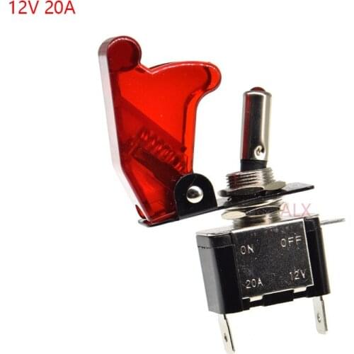 1PCS 12V 20A ON/OFF Miniature Rocker Toggle Switch & Red Cover For Professional Racing Car Vehicle Fog Lamps Dome Light Mayitr