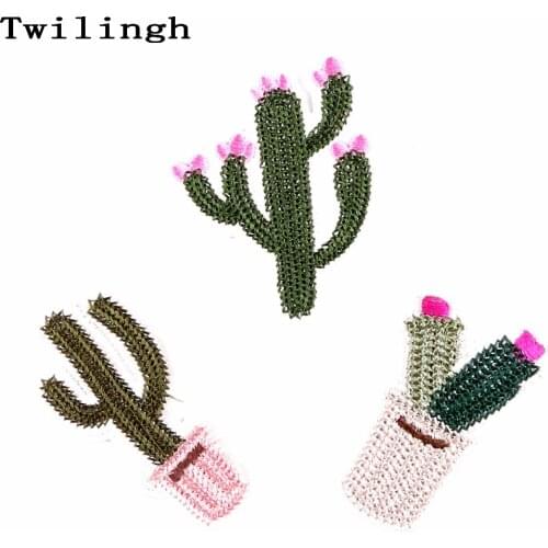 1 Pcs Cartoon Patches Iron On Embroidered Patch Cactus Applique Sew Fabric Repair Clothes Patch Stickers Garment DIY Accessories