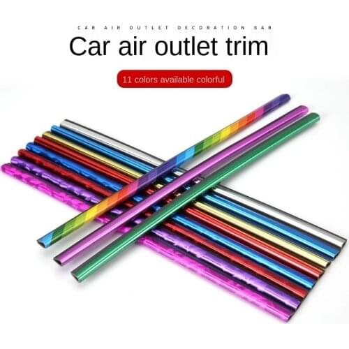 10Pcs 20cm air conditioning vents decoration strip refit special interior accessories car supplies electroplating shiny strip