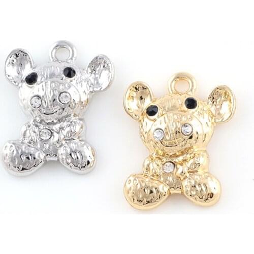 10pcs/lot Bear Rhinestone Dangle Handmade Charms Pendant DIY for Bracelet Necklace Bag