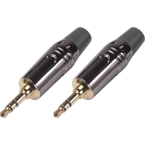 2Pieces 3.5mm Stereo Jack Male Plug Gold-plated Headset Audio