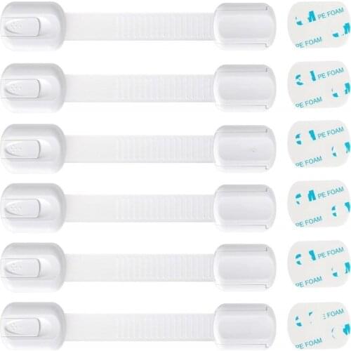 6PCS Cabinet Lock Baby Safety Adjustable Rubber Lock Child Protection Cabinet Drawer Toilet Seat Without Tools or Drilling