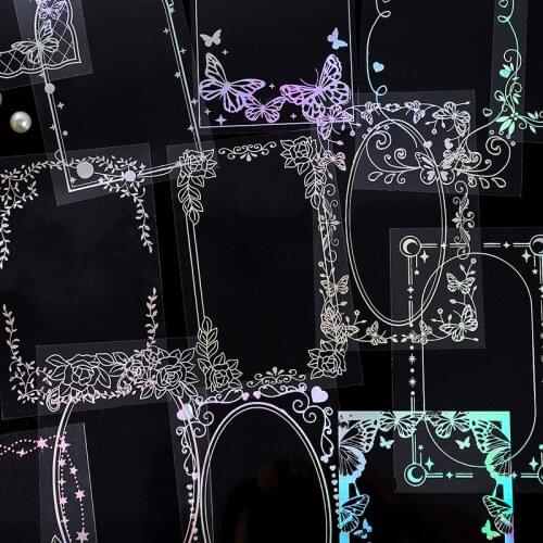 8 Pcs/pack Transparent Vintage Frame Collage Decorative Stickers Scrapbooking Diy Stick Label Diary Stationery Album Journal